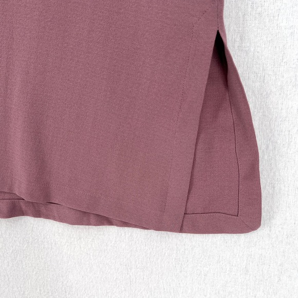 EILEEN FISHER Tunic Top Womens S Mauve Purple Silk Georgette Crepe Funnel Neck - Picture 9 of 16